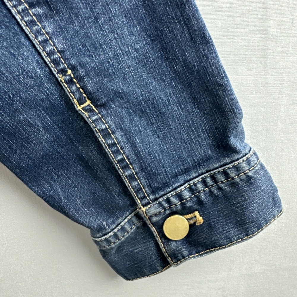 Chicos 1 Platinum Denim Jacket Womens Cropped Rhinestone Bling size Medium - Picture 5 of 12